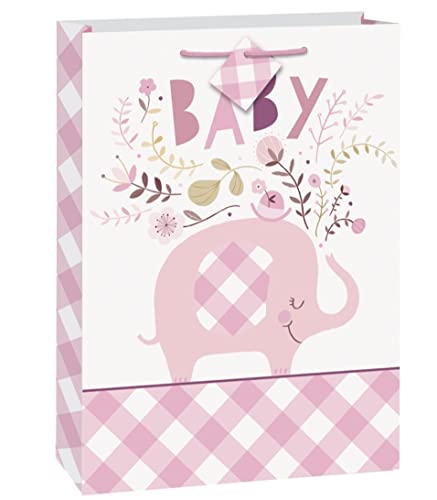 Unique Industries Floral Elephant Jumbo Gift Bag I Pink I 1 Pc.
