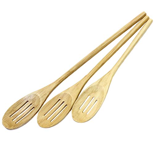 Chef Craft Select Beechwood Slotted Spoon Set, 10, 12, and 14 inch, Natural