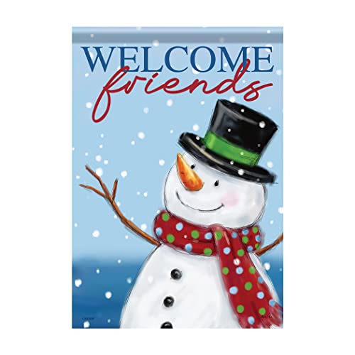 Carson Home Accents Welcome Snowman DuraSoft Garden Flag, 12-inch Width, Fabric