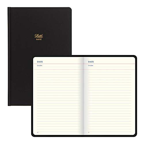 Rediform Letts Icon Book Travel Journal, Cream Paper, 192 Pages, 7.625 x 5 x 0.75 Inches, Black (B090152)