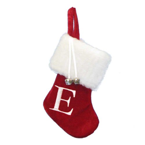 Kurt Adler 7" Red/White Monogram "E" Mini Stocking