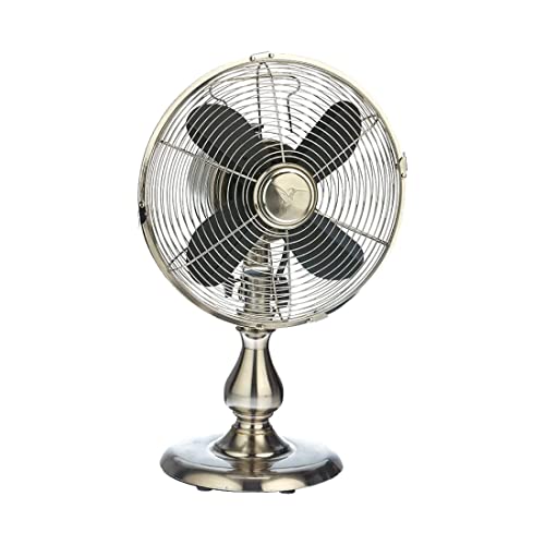 DecoBREEZE Oscillating Table Fan 3 Speed Air Circulator Fan, 10 In, Stainless Steel
