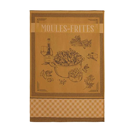 Coucke French Cotton Jacquard Towel, Moules Frites, 20-Inches by 30-Inches, 100% Cotton