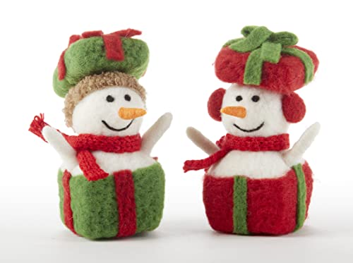Delton Wool Snowman Present, 2 Assortment