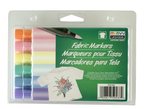 Uchida 530-6B Marvy Brush Tip Pastel Color Fabric Marker Set