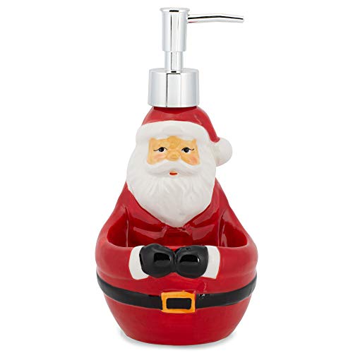 Transpac Ceramic Santa Soap Dispenser and Scrubbie Holder, 7.95"