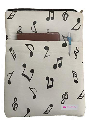 Shelftify Musical Note Book Sleeve - Book Cover for Hardcover and Paperback - Book Lover Gift - Notebooks and Pens Not Included
