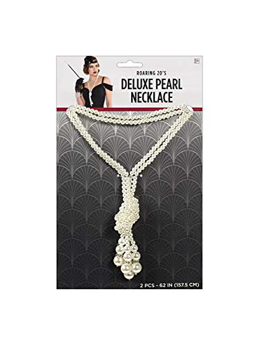 Amscan Deluxe Pearl Necklace Accessory - 62" | White | 2 Pcs