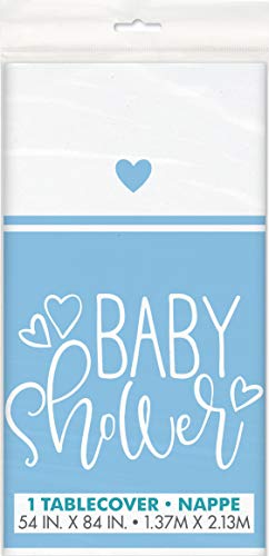 Unique Industries Blue Hearts Baby Shower Rectangular Plastic Table Cover