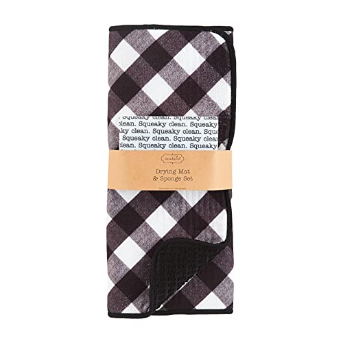 Mud Pie Buffalo Plaid Drying Mat Set, 20-inch