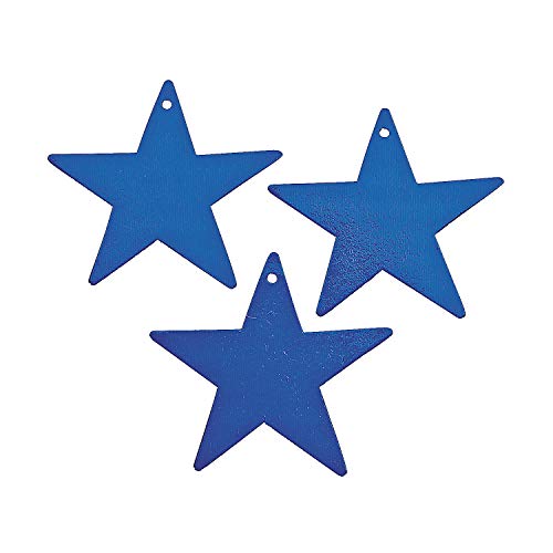 Fun Express -"5"" Blue Cardboard Star Decoration (12p for Party - Party Decor - Wall Decor - Cutouts - Party - 12 Pieces