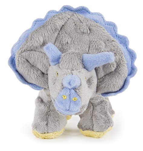 Worldwise goDog Dinos Triceratops With Chew Guard Technology Tough Plush Dog Toy, Grey, Small