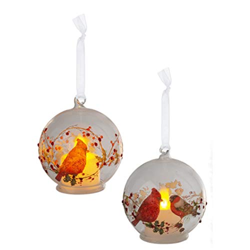 Ganz LLX1288 LED Cardinal Ornaments, 3-inch Height, Set of 2, Multicolor