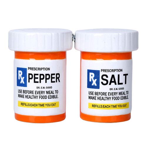 Pacific Trading Giftware RX Pharmacy Presciption Bottles Ceramic Magnetic Salt and Pepper Shaker Set