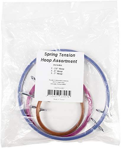 Frank A. Edmunds Set of 3 Assortment, 3.5-inch, 5-inch and 7-inch Spring Tension Embroidery Hoops,
