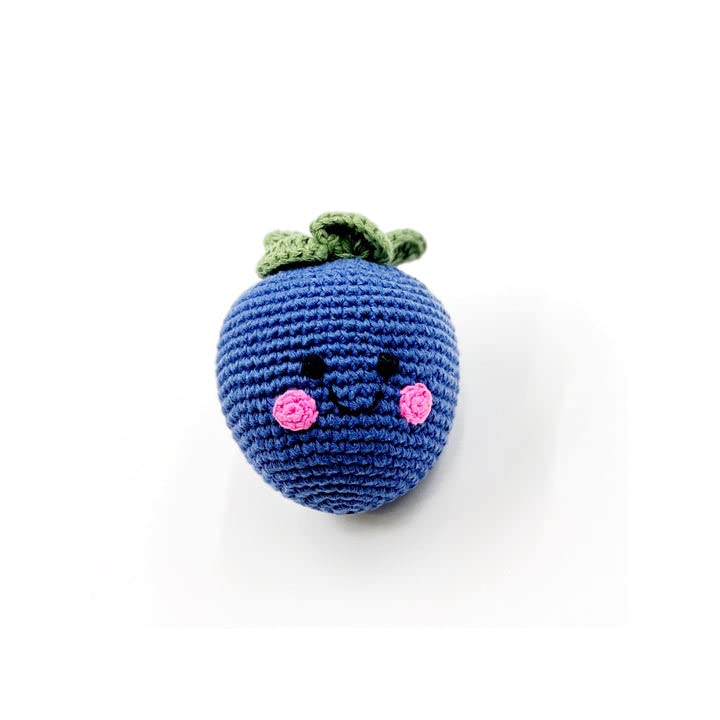 Pebble | Handmade Friendly Blueberry Rattle | Crochet | Fair Trade | Pretend | Imaginative Play | Woodlands | Rattle | Machine Washable