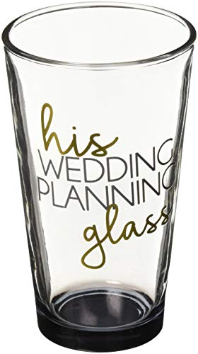 Pavilion Gift Company 61139 His Wedding Planning Glass-16 oz 16 oz Pint Glass Tumbler, Black