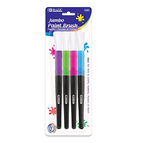 BAZIC Paint Brushes Set Round Nylon Bristle Brush, Jumbo Paintbrushes for Acrylic Oil Watercolor Gouache Art Painting, Gift for Kids (4/Pack), 1-Pack