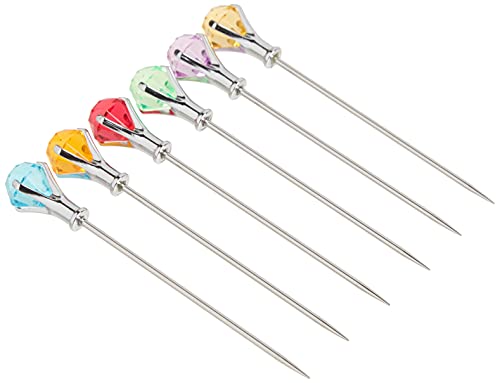 Prodyne Colorful Diamond-Head Martini Picks (Set of 6), Multicolor