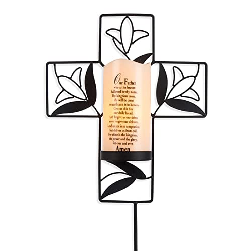 Gerson International Cross Candle Stake Holder, 10.5 inch by 3.2 inch by 18.11 inches, Metal