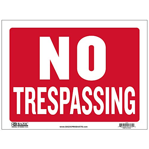 BAZIC No Trespassing Sign 9"X12", Private Property Restricted Area Authorized Plastic Signs for Home Store, Waterproof Indoor Signage, 1-Pack