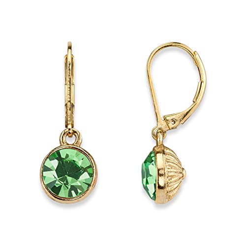 1928 Jewelry"Best Of Times" 14K Gold Dipped Light Green Faceted Drop Earrings