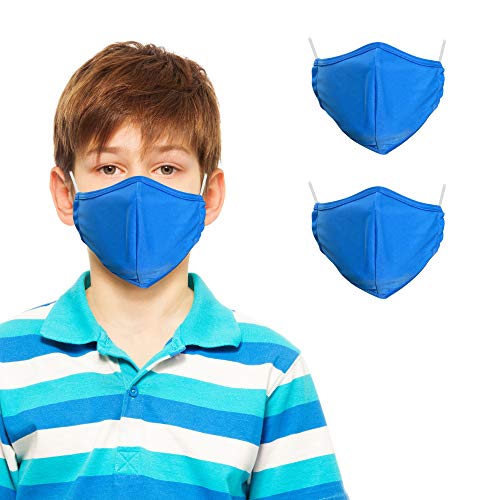 Primeware Protective Reusable Kids Face Mask 2 Layers Cloth Mask (Pack of 2) (Blue)