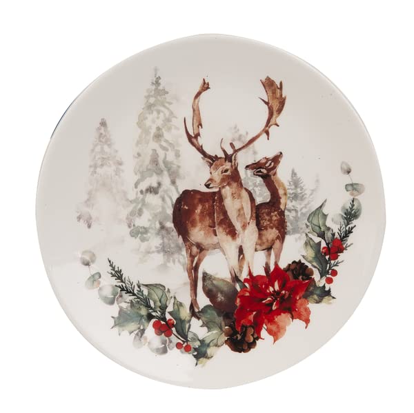 Ganz MX181403 Stag Snack Plate, 7.88-inch Diameter, Dolomite, Set of 4