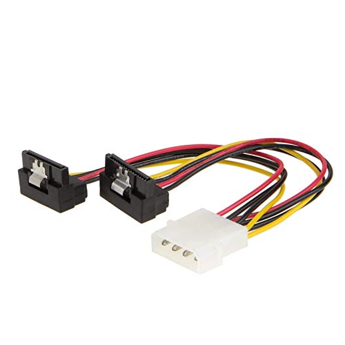 Molex to SATA, CableCreation [2-Pack] 6-Inch Molex 4 Pin to 2 x SATA 15 Pin Down Angle Female Power Cable