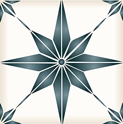 Tile Stickers by Mi Alma 24 pcs Talavera Wall Stencils Wall Stickers Peel and Stick Easy Application ‚Äì Ideal for Bathroom, Kitchen Wall Tile Decals (Turquoise, 4X4 inch)