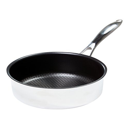 Frieling Black Cube Hybrid Stainless/Nonstick Cookware Saute Pan with Lid, 12-1/2", Silver