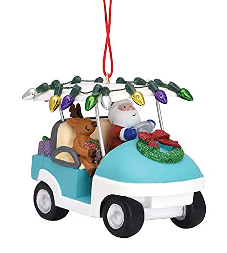 Cape Shore Christmas Resin Ornament, Santa in Golf Cart with Lights, Holiday Tree Decoration, Home Collection