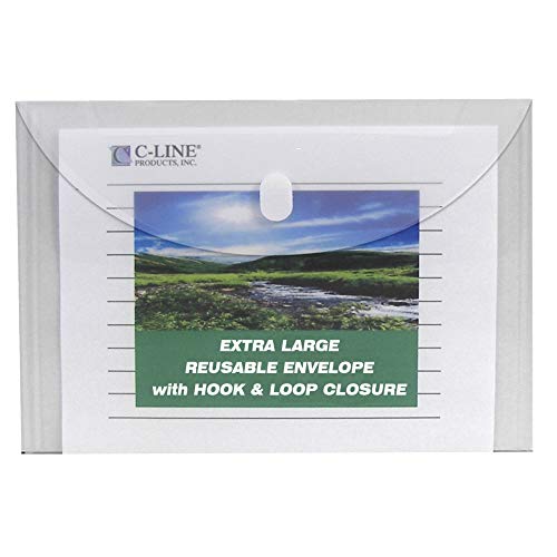 C-Line Reusable Biodegradable Poly Envelopes, Side Loading, Letter Size, Clear, 5 Envelopes per Pack (35107)