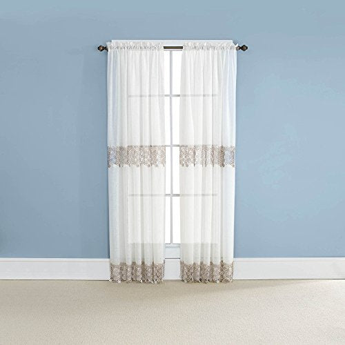Belle Maison Renaissance Home Fashion Lillian Panel with MACRAM‚àö√¢ Bands, 55" x 63", Ivory, 55 in x 63