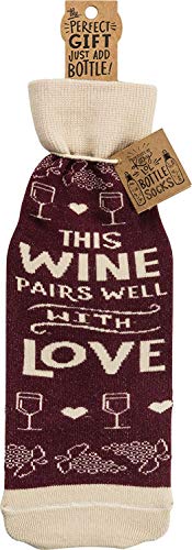 Primitives by Kathy  - Bottle Sock - Wine Bag - This Wine Pairs Well with Love