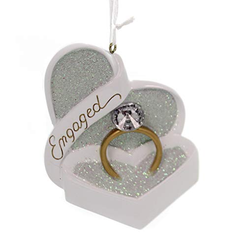 Kurt Adler Engaged Heart Shaped Box and Ring with Gem Christmas Ornament