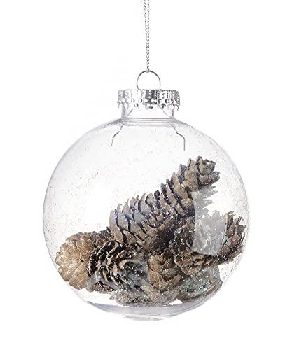 Giftcraft 682231 Christmas Ball Ornament with Pinecones, 3.9 inch, Plastic and Pinecones