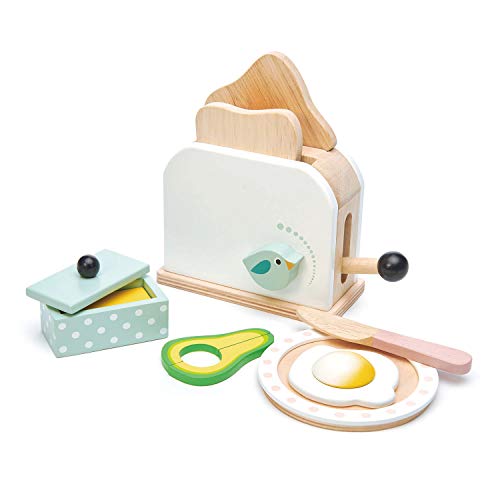 Tender Leaf Toys Mini Chef Breakfast Toaster Set, Classic Wooden Pop Up Toy for Pretend Cooking for Age 3+