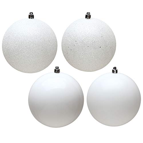 Vickerman 6" White 4-Finish Ball Ornament Assortment, 4 per Box