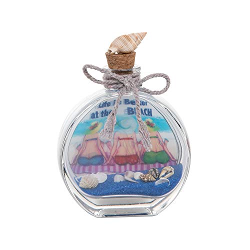 Beachcombers Glass bottle with Girl print Sand Shells