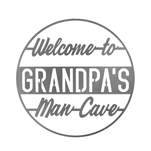 ROCC RUSTED ORANGE CRAFTWORKS CO. Vintage Circle Signs - Man Cave Grandpas Sign for men-Personalized Man Cave -Mancave Wall Decor-Custom garage signs for men vintage-Garage decor-Metal garage signs