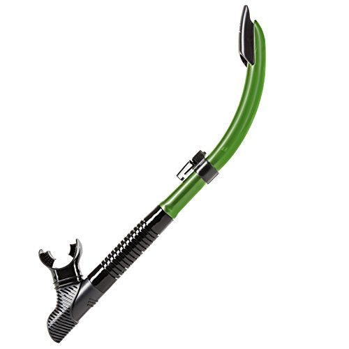 IST Semi Dry Snorkel with Flexible Tube, Splash Guard & Hypoallergenic Mouthpiece for Snorkeling, Scuba Diving (Black Silicone/Green)