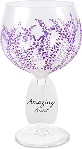 Pavilion Gift Company Pavilion-Purple Branches-24 Oz Wine Removable Amazing Aunt Hand Decorated Glass, 24 oz