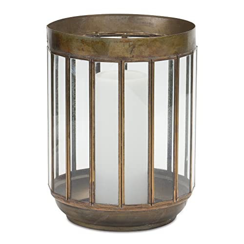 Melrose Candle Holder, 10.75-inch Height, Iron and Glass