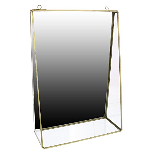 HomArt Large Monroe Mirror with Shelf, 14-inch Height, Brass