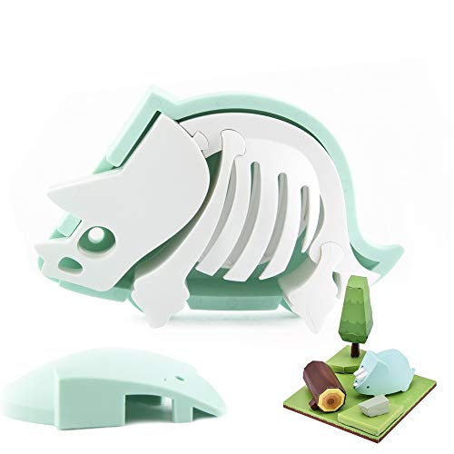 LearnPlay HALFTOYS Dinosaur Toy Puzzle with Magnets and Paper Dioramas, Tricera