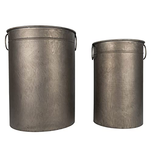 Foreside Home & Garden Set of 2 Cylinder Baskets Bronze Metal