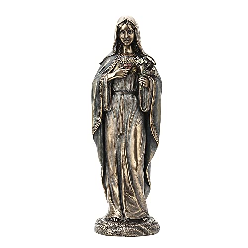 Veronese Design 8 1/8" Tall Immaculate Heart of Mary Cold Cast Bronzed Resin Sculpture Religious Figurine Spiritual Collectibles