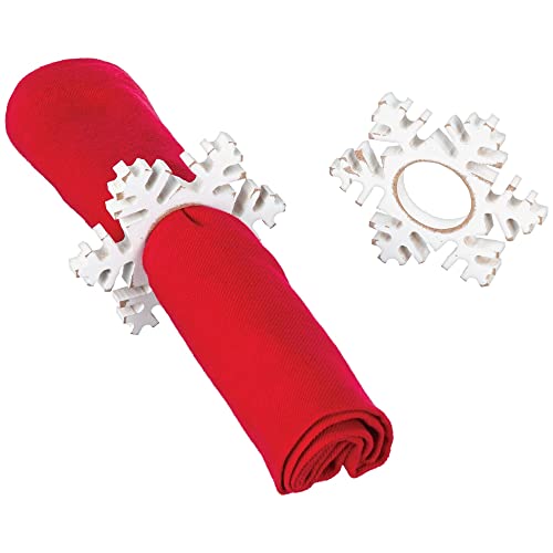 Amscan Snowflake Napkin Ring - 3 1/2" x 3" | White | 4 Pcs.