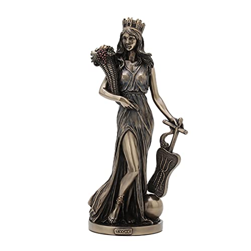 Veronese Design 11 1/4 Inch Tall Tyche Greek Goddess of Fotrune and Prosperity Cold Cast Bronzed Resin Statue Home Decor Collecitbles Fortuna Figurine